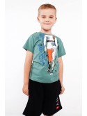 Boy\'s T-shirt with an application, green NDZ4463 - Online store - Boutique